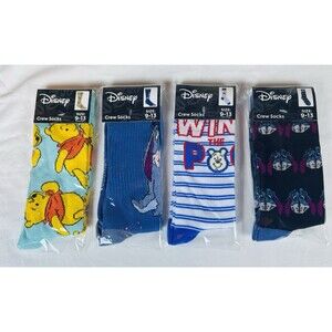 Disney Crew Socks Winnie the Pooh Womens Size 9-13 Eeyore Disney Movie Lot/4 New